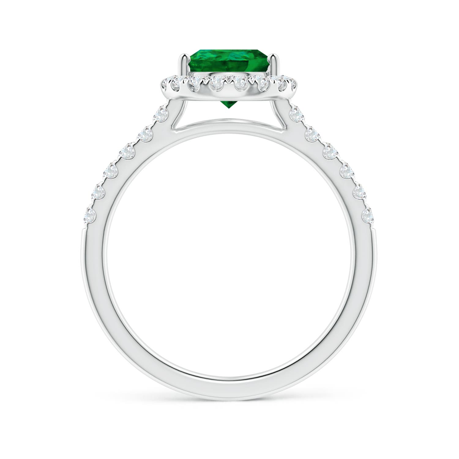 9x7mm Labgrown Lab-Grown Pear-Shaped Emerald Halo Engagement Ring in White Gold - side 3