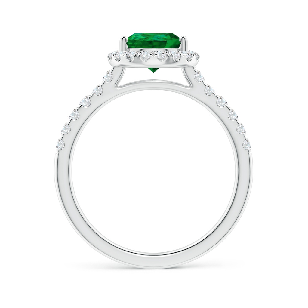 9x7mm Labgrown Lab-Grown Pear-Shaped Emerald Halo Engagement Ring in White Gold - side 199