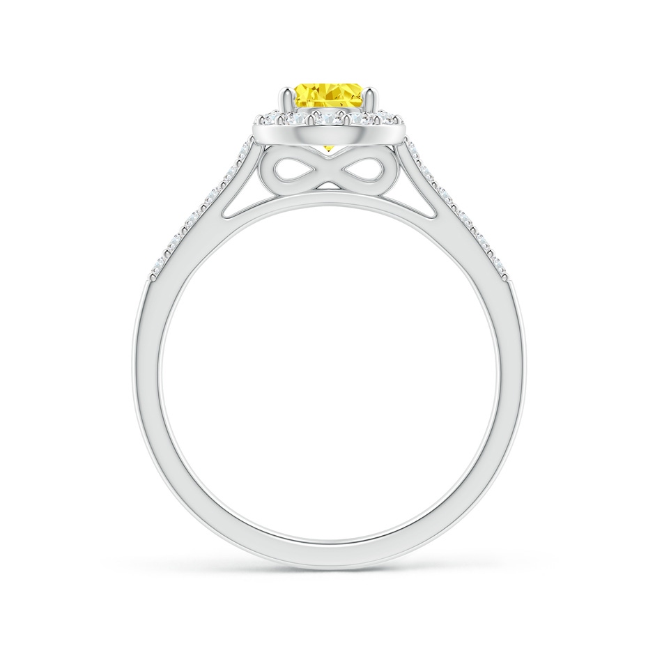 7x5mm Labgrown Pear-Shaped Lab-Grown Fancy Intense Yellow Diamond Halo Engagement Ring with Accents in P950 Platinum side 199
