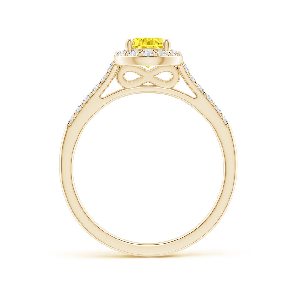 7x5mm Labgrown Pear-Shaped Lab-Grown Fancy Intense Yellow Diamond Halo Engagement Ring with Accents in Yellow Gold side 199