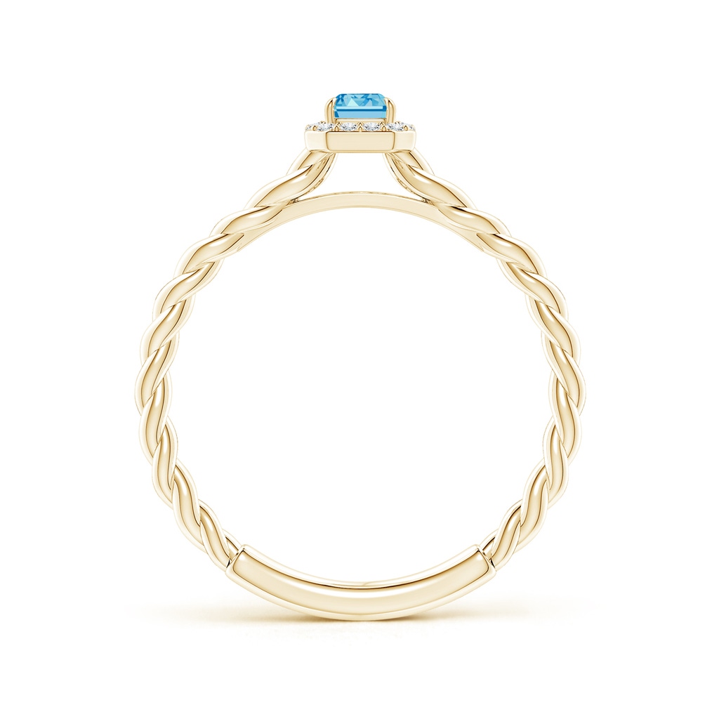 5x3mm Labgrown Emerald-Cut Lab-Grown Fancy Intense Blue Diamond Halo Twisted Shank Engagement Ring in Yellow Gold - side 199