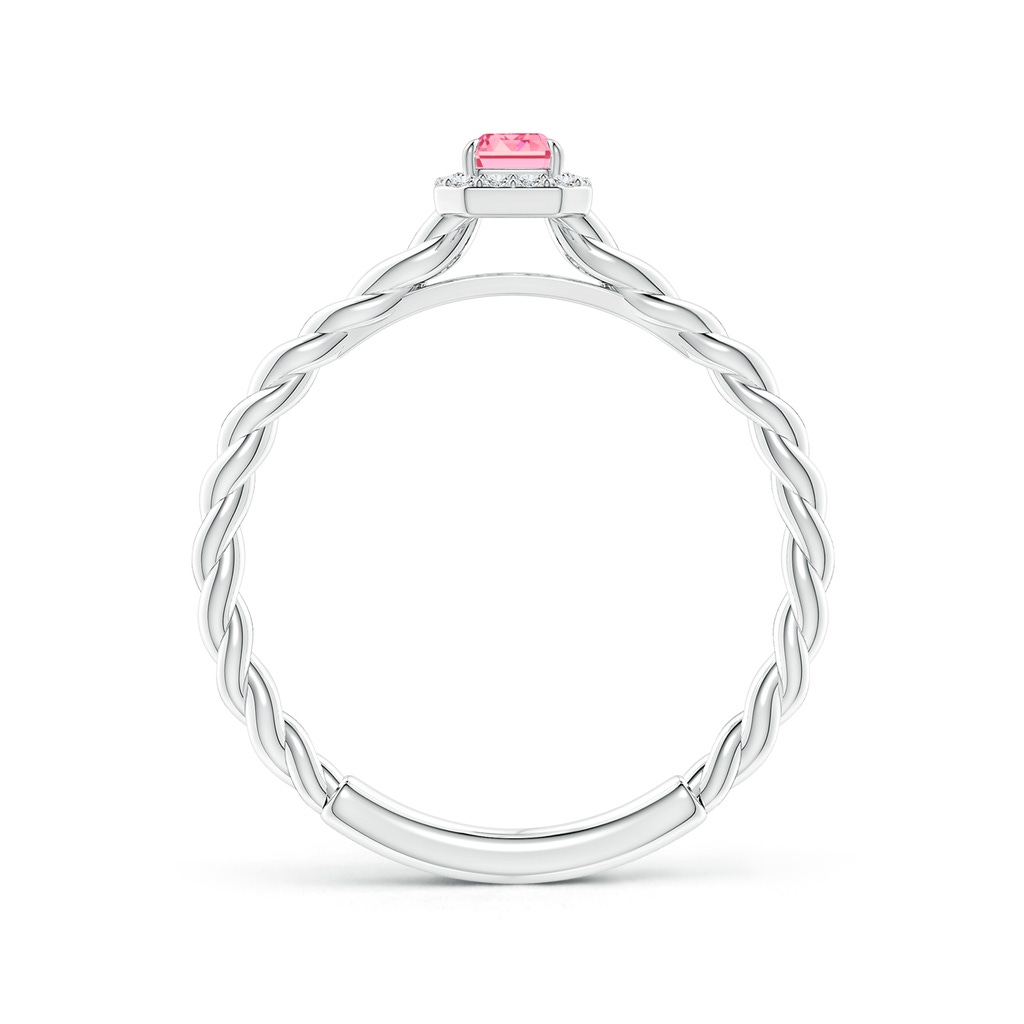 5x3mm Labgrown Emerald-Cut Lab-Grown Fancy Intense Pink Diamond Halo Twisted Shank Engagement Ring in White Gold - side 199