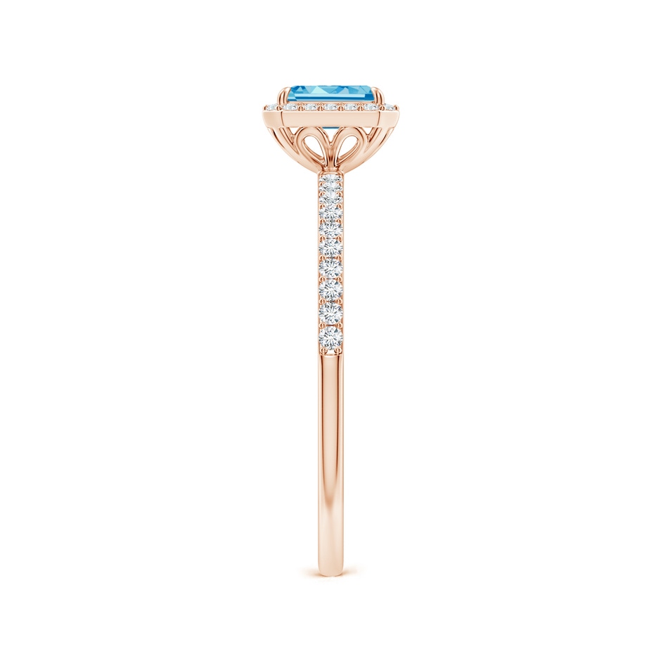 5x3mm Labgrown Emerald-Cut Lab-Grown Fancy Intense Blue Diamond Halo Engagement Ring in 18K Rose Gold side 299