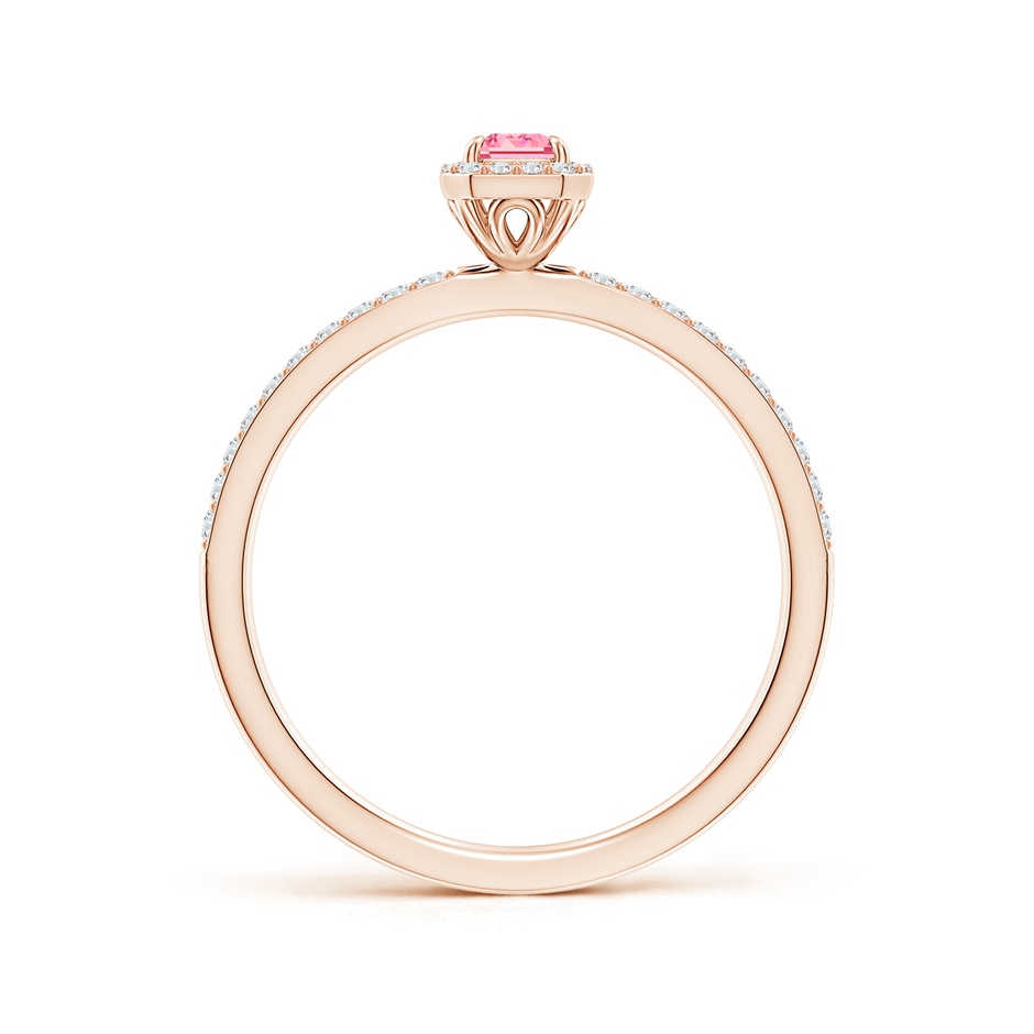 5x3mm Labgrown Emerald-Cut Lab-Grown Fancy Intense Pink Diamond Halo Engagement Ring in 18K Rose Gold side 199