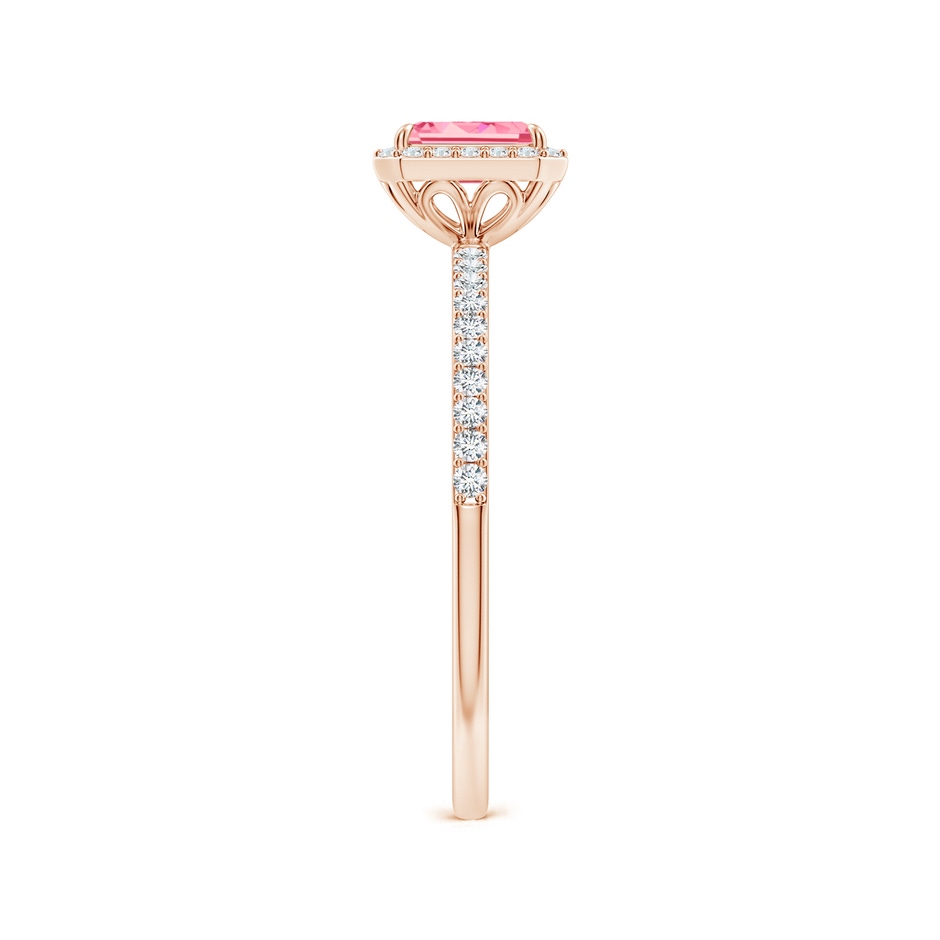 5x3mm Labgrown Emerald-Cut Lab-Grown Fancy Intense Pink Diamond Halo Engagement Ring in 18K Rose Gold side 299