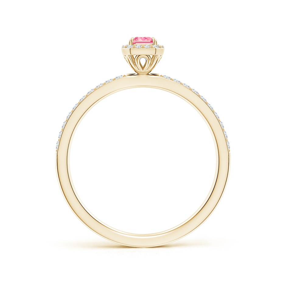 5x3mm Labgrown Emerald-Cut Lab-Grown Fancy Intense Pink Diamond Halo Engagement Ring in 18K Yellow Gold side 199