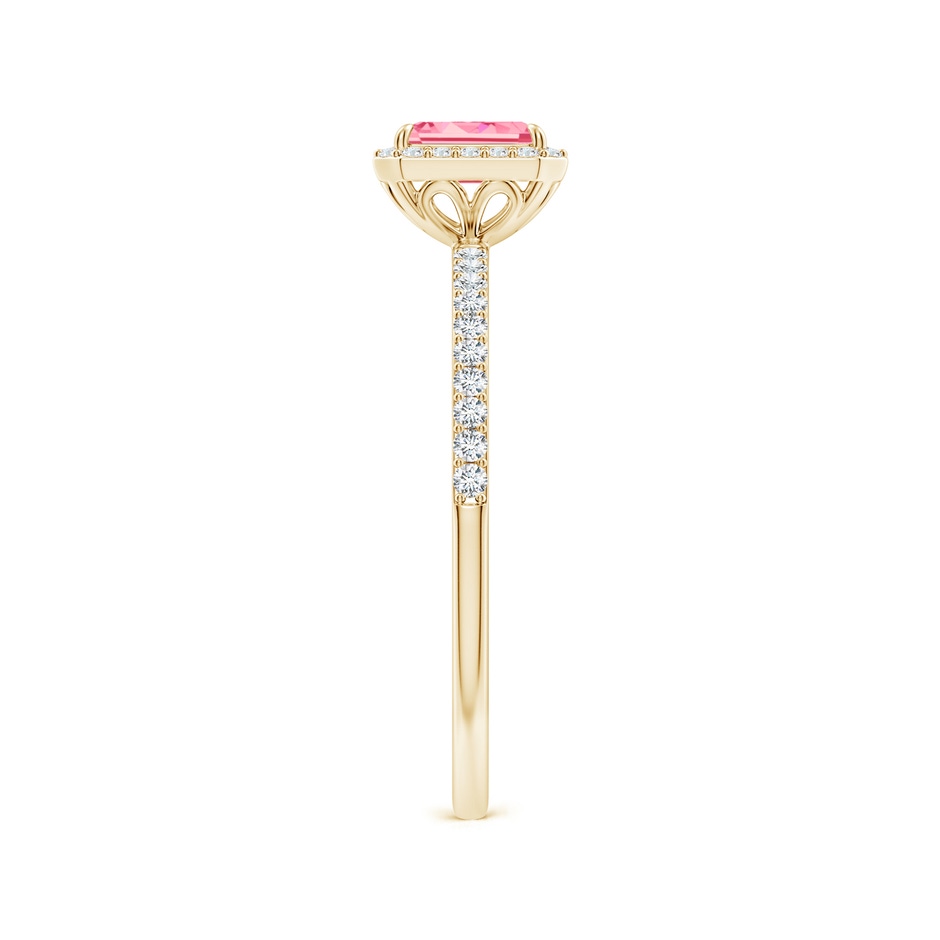 5x3mm Labgrown Emerald-Cut Lab-Grown Fancy Intense Pink Diamond Halo Engagement Ring in 18K Yellow Gold side 299