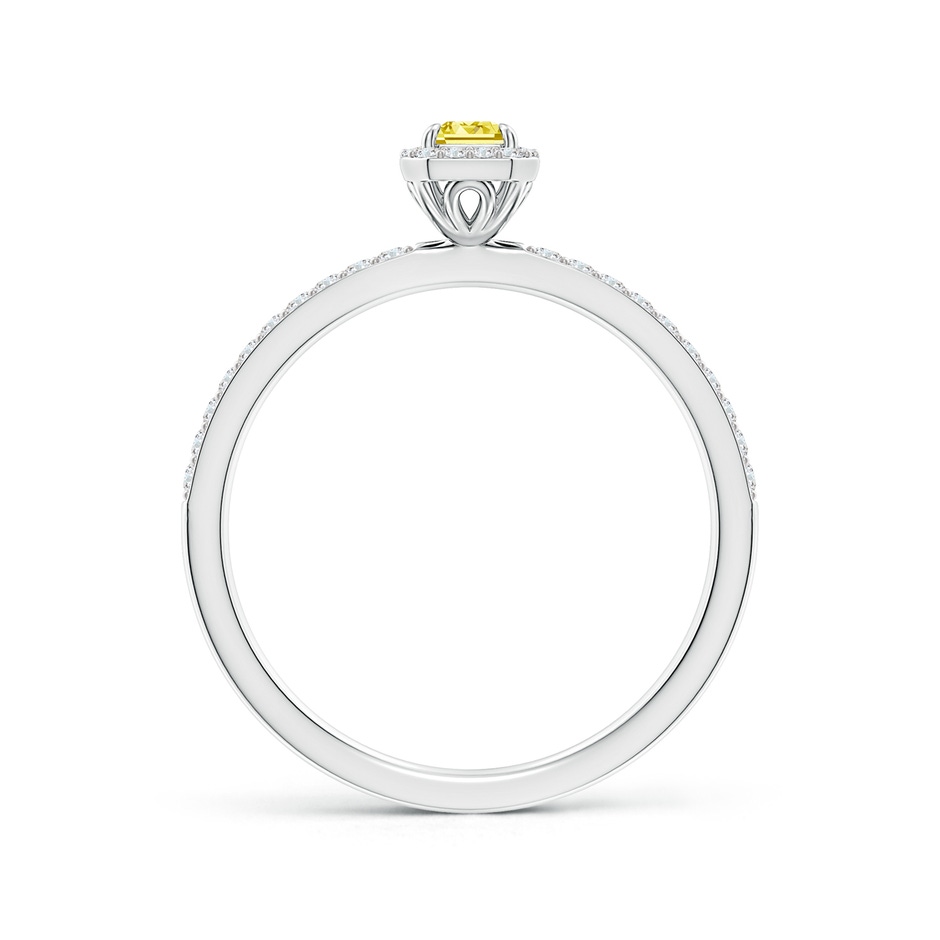 5x3mm Labgrown Emerald-Cut Lab-Grown Fancy Intense Yellow Diamond Halo Engagement Ring in 18K White Gold side 199
