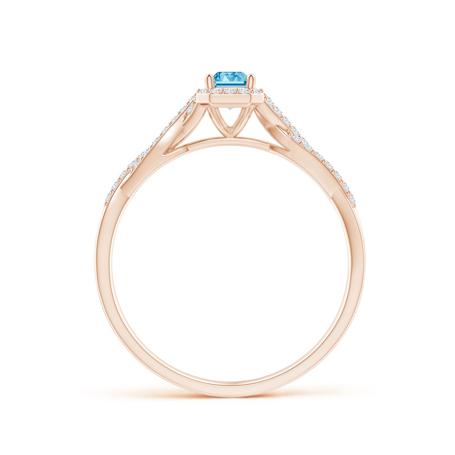 5x3mm Labgrown Emerald-Cut Lab-Grown Fancy Intense Blue Diamond Halo Twisted Shank Ring in 18K Rose Gold side 199