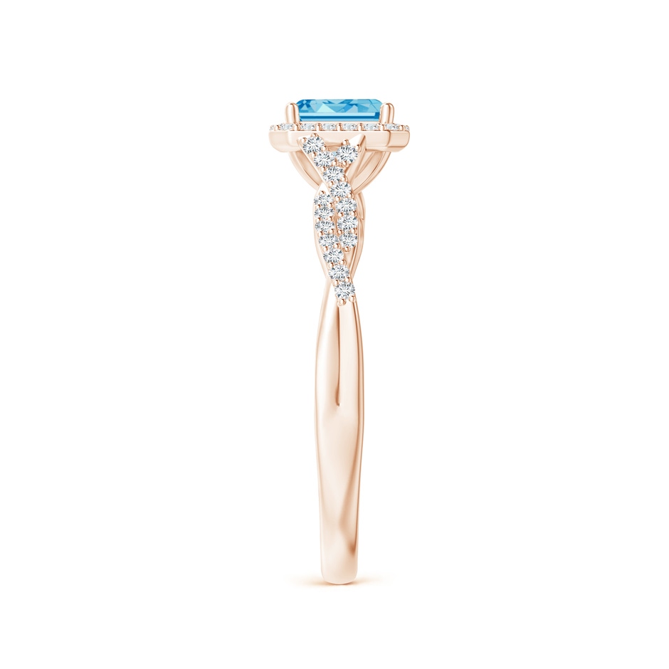 5x3mm Labgrown Emerald-Cut Lab-Grown Fancy Intense Blue Diamond Halo Twisted Shank Ring in 18K Rose Gold side 299
