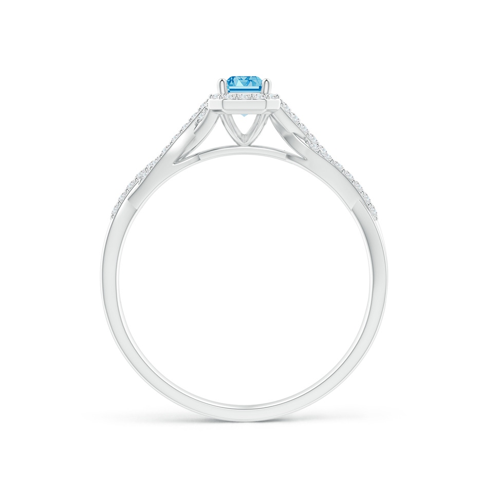 5x3mm Labgrown Emerald-Cut Lab-Grown Fancy Intense Blue Diamond Halo Twisted Shank Ring in 18K White Gold side 199