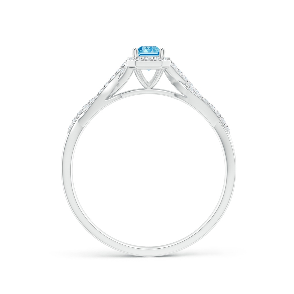 5x3mm Labgrown Emerald-Cut Lab-Grown Fancy Intense Blue Diamond Halo Twisted Shank Ring in White Gold - side 199