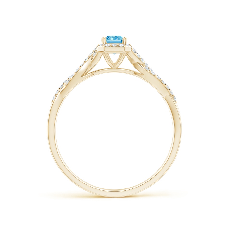 5x3mm Labgrown Emerald-Cut Lab-Grown Fancy Intense Blue Diamond Halo Twisted Shank Ring in Yellow Gold side 199