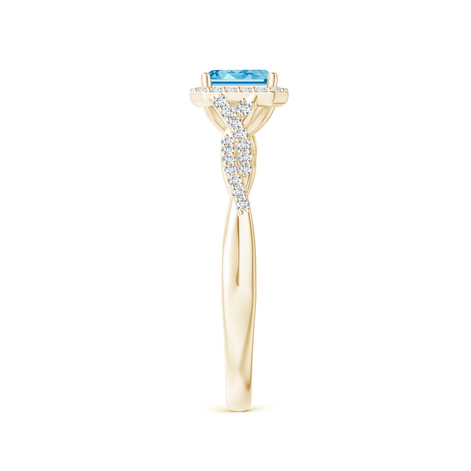 5x3mm Labgrown Emerald-Cut Lab-Grown Fancy Intense Blue Diamond Halo Twisted Shank Ring in Yellow Gold side 299