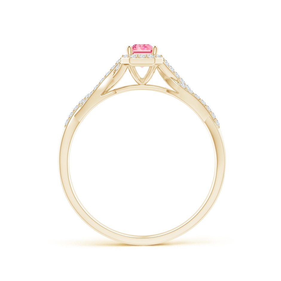 5x3mm Labgrown Emerald-Cut Lab-Grown Fancy Intense Pink Diamond Halo Twisted Shank Ring in 18K Yellow Gold side 199