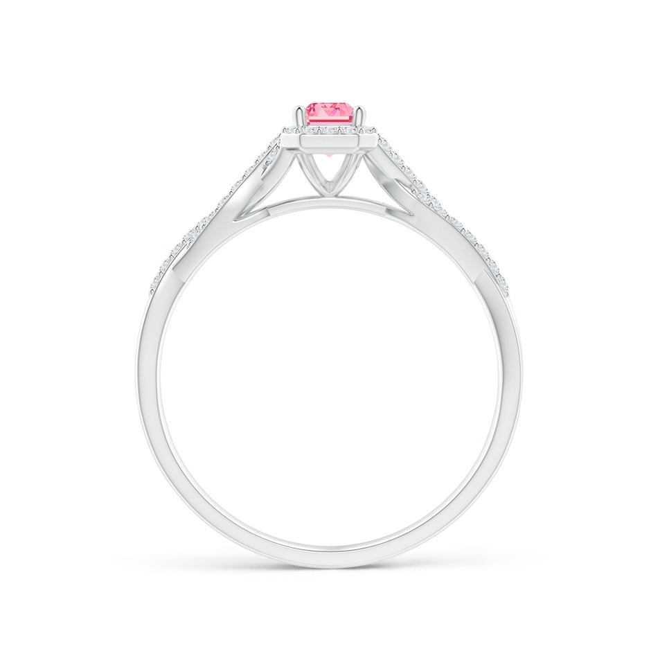 5x3mm Labgrown Emerald-Cut Lab-Grown Fancy Intense Pink Diamond Halo Twisted Shank Ring in P950 Platinum side 199