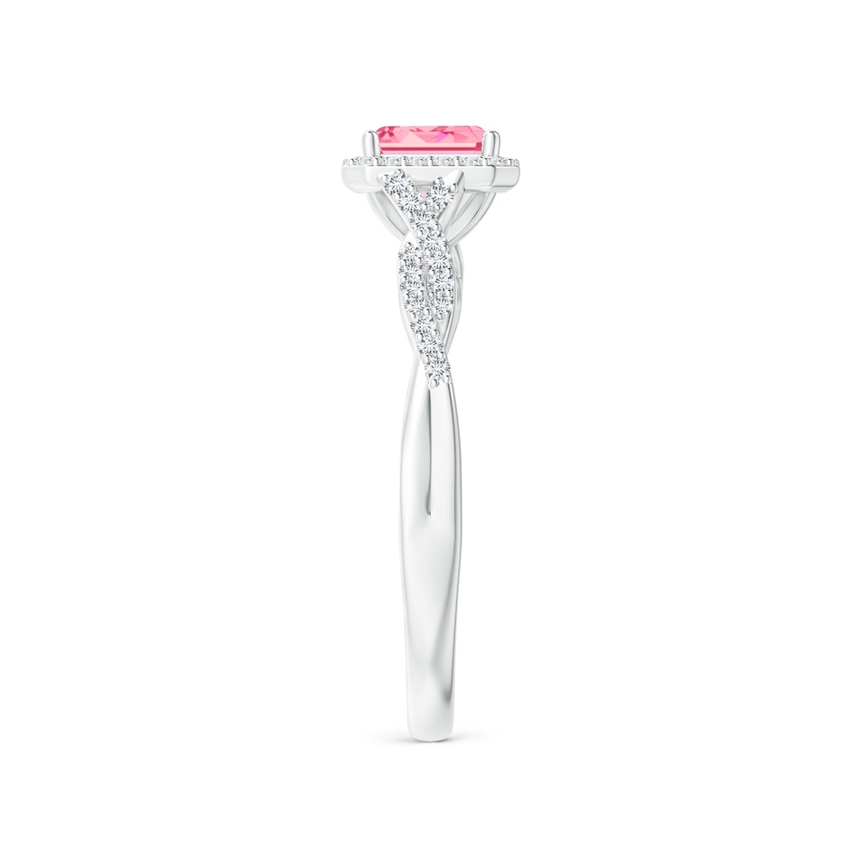 5x3mm Labgrown Emerald-Cut Lab-Grown Fancy Intense Pink Diamond Halo Twisted Shank Ring in P950 Platinum side 299