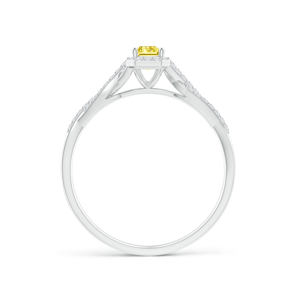 5x3mm Labgrown Emerald-Cut Lab-Grown Fancy Intense Yellow Diamond Halo Twisted Shank Ring in White Gold side 199