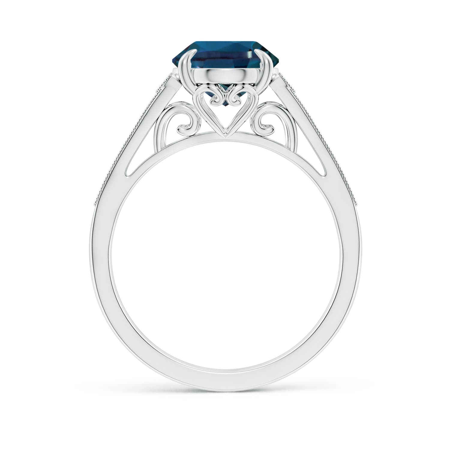 10x8mm Labgrown Aeon Vintage Inspired Oval Lab-Grown Alexandrite Solitaire Engagement Ring with Milgrain in 18K White Gold