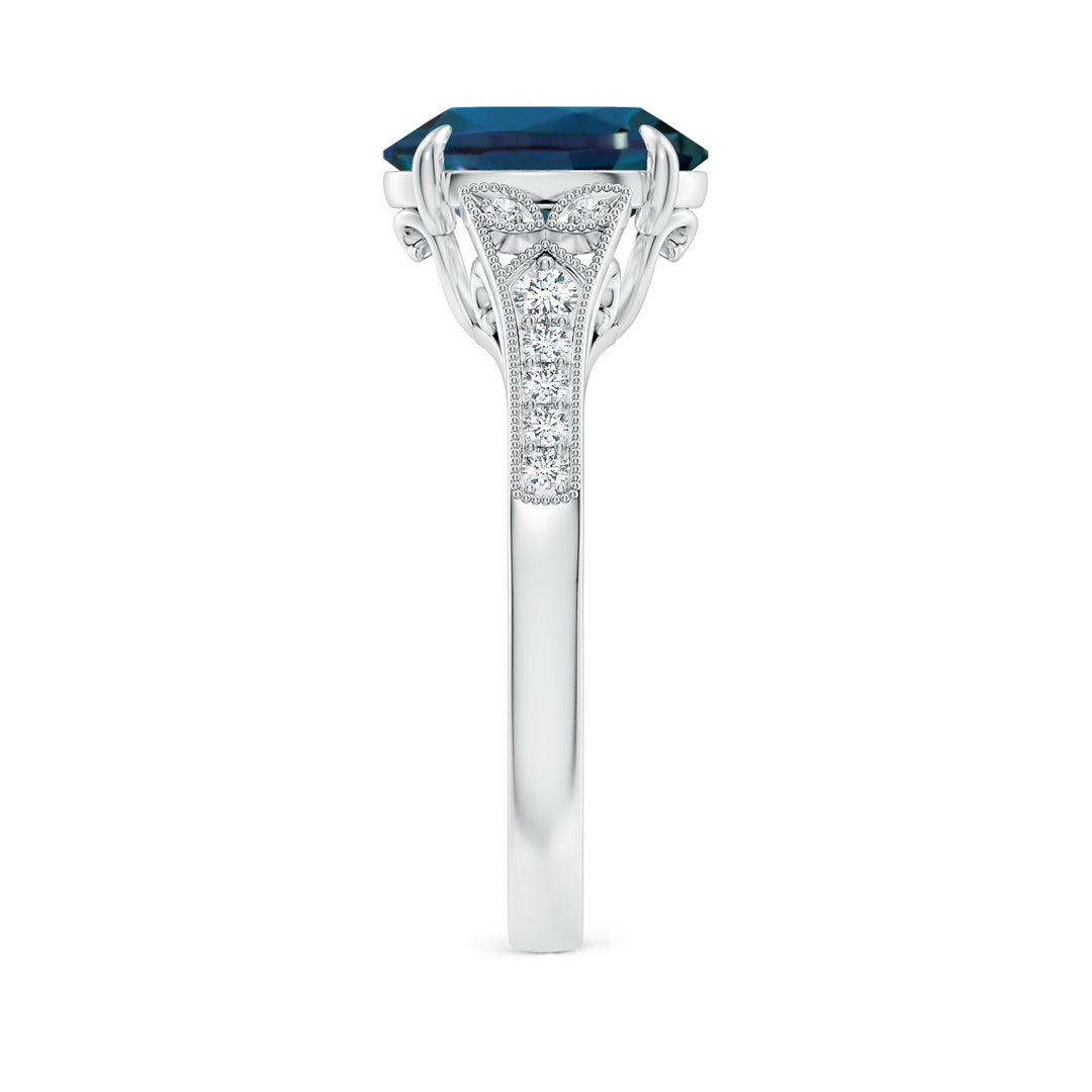 10x8mm Labgrown Aeon Vintage Inspired Oval Lab-Grown Alexandrite Solitaire Engagement Ring with Milgrain in White Gold - side 4