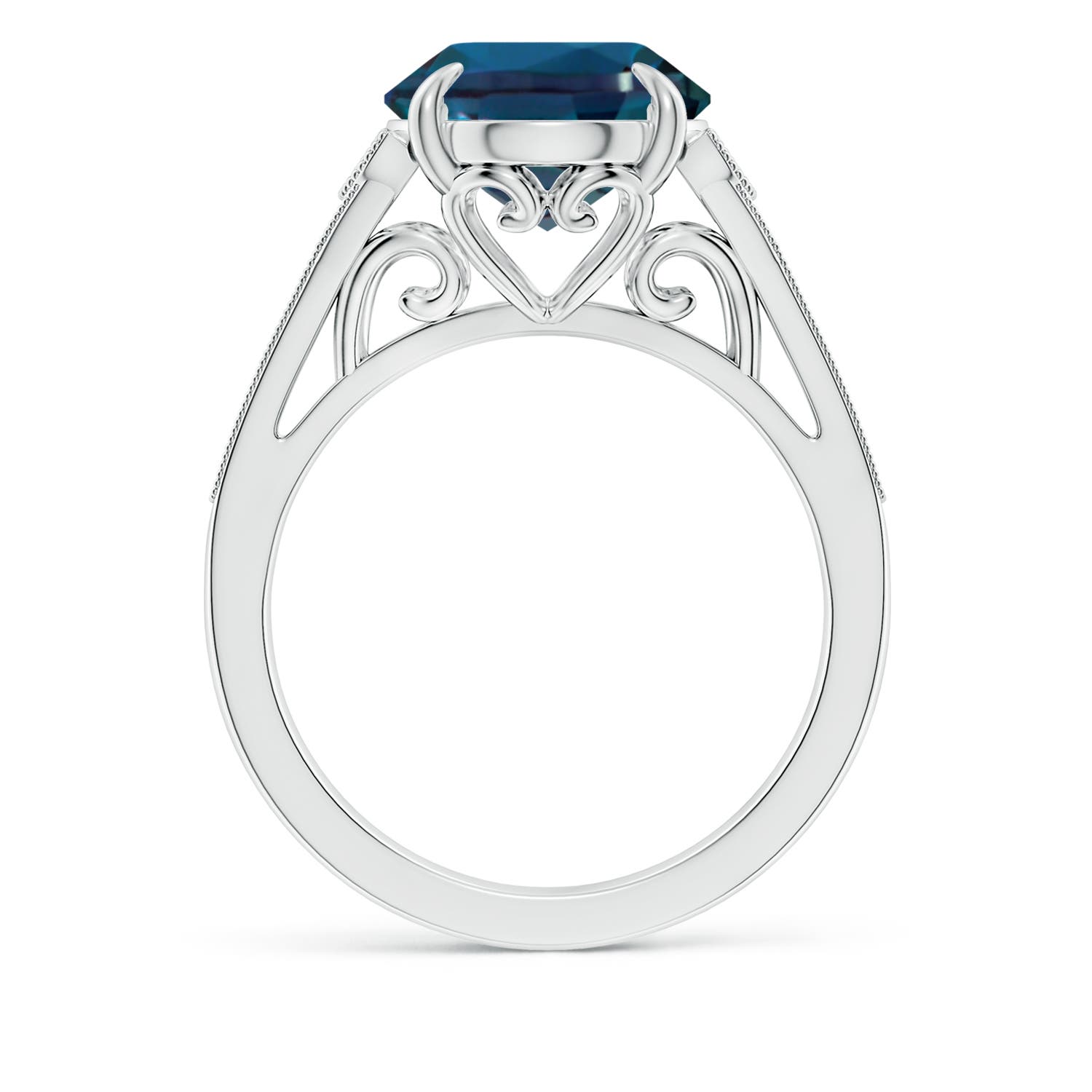 12x10mm Labgrown Aeon Vintage Inspired Oval Lab-Grown Alexandrite Solitaire Engagement Ring with Milgrain in White Gold