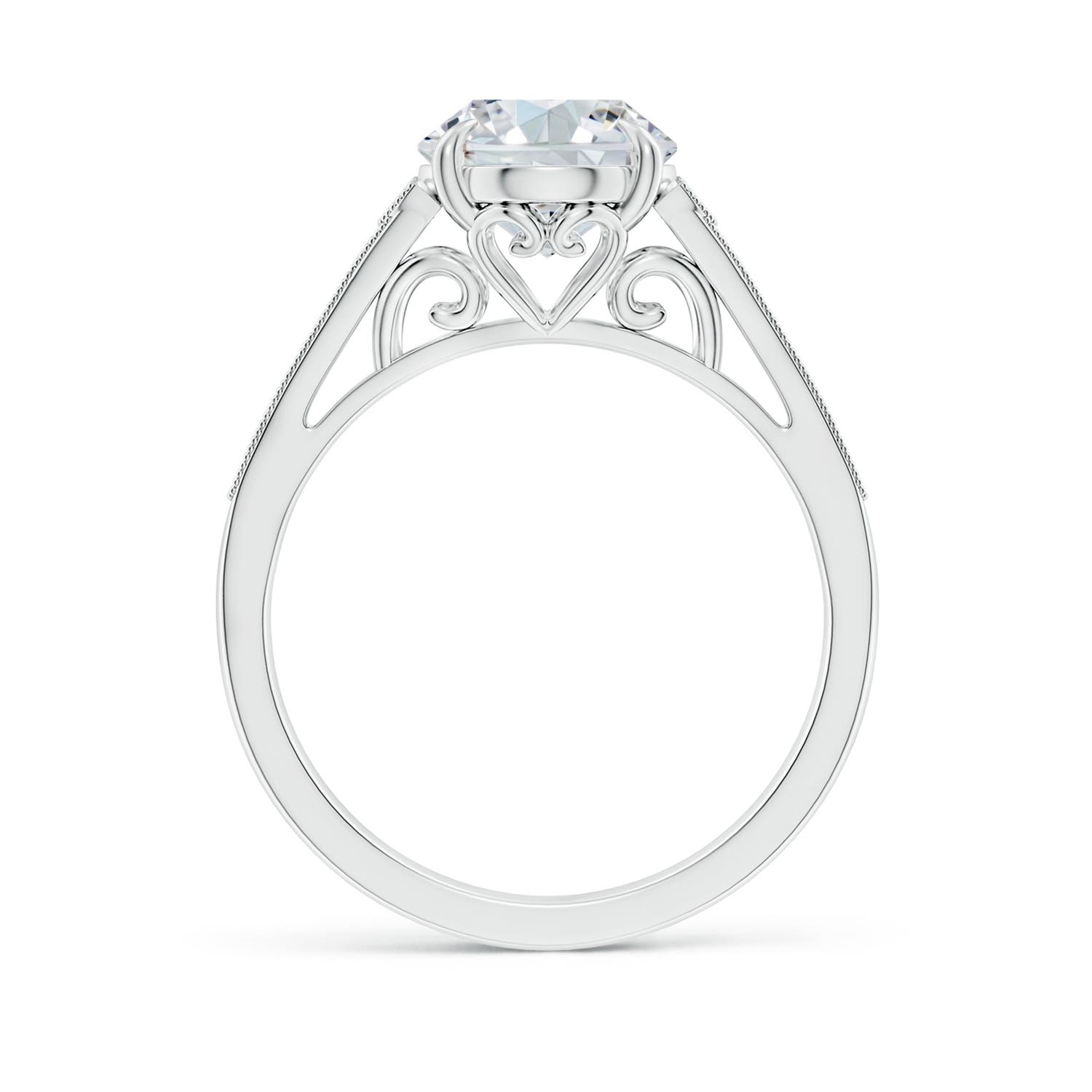10x8mm FGVS Lab-Grown Aeon Vintage Inspired Oval Diamond Solitaire Engagement Ring with Milgrain in White Gold