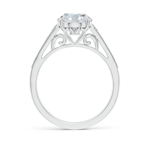 10x8mm FGVS Lab-Grown Aeon Vintage Inspired Oval Diamond Solitaire Engagement Ring with Milgrain in White Gold