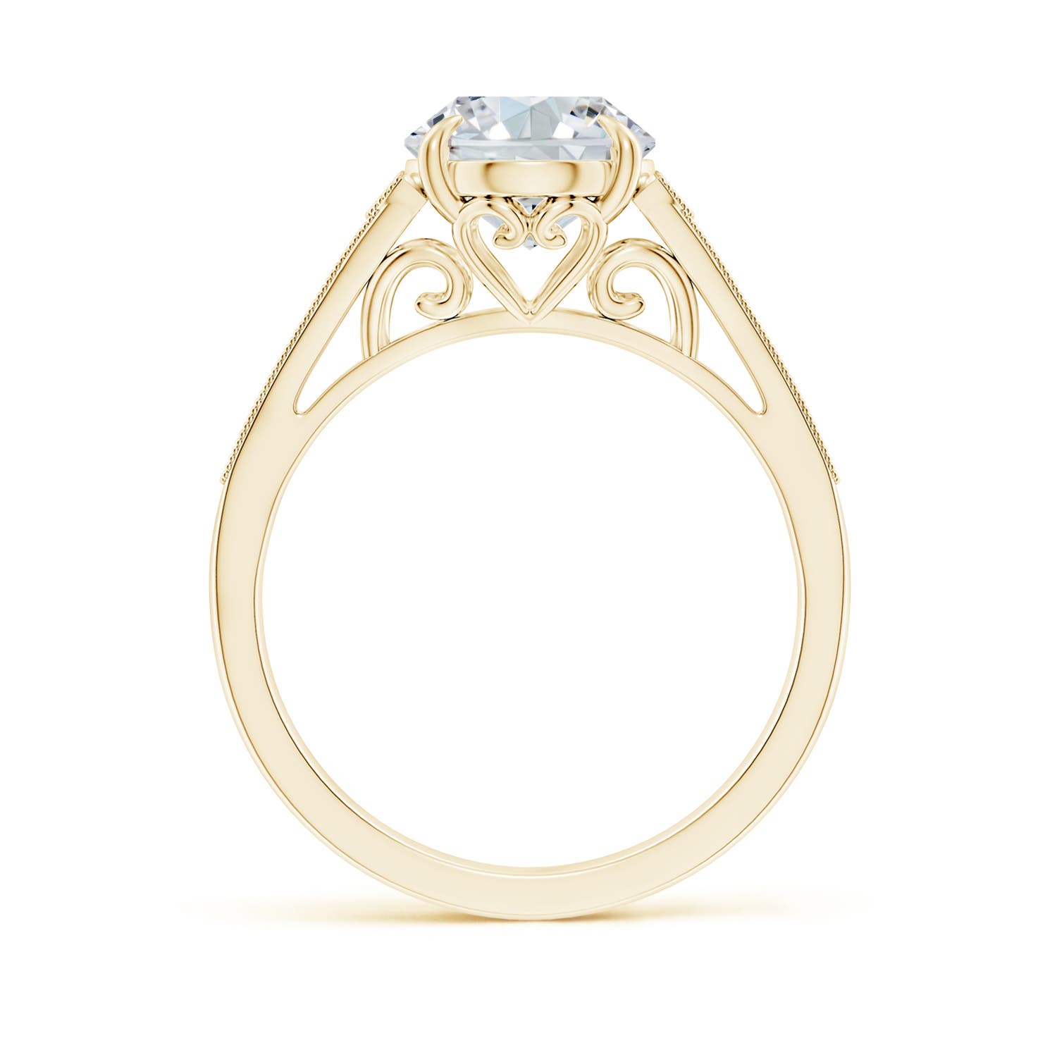 10x8mm FGVS Lab-Grown Aeon Vintage Inspired Oval Diamond Solitaire Engagement Ring with Milgrain in Yellow Gold