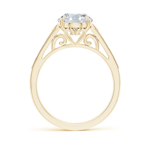 10x8mm FGVS Lab-Grown Aeon Vintage Inspired Oval Diamond Solitaire Engagement Ring with Milgrain in Yellow Gold