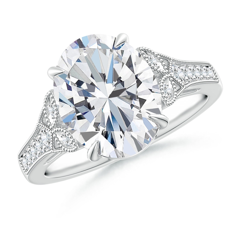 11.5x9mm FGVS Lab-Grown Aeon Vintage Inspired Oval Diamond Solitaire Engagement Ring with Milgrain in White Gold 