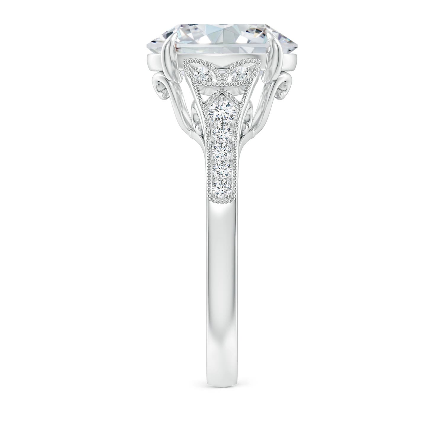 11.5x9mm FGVS Lab-Grown Aeon Vintage Inspired Oval Diamond Solitaire Engagement Ring with Milgrain in White Gold