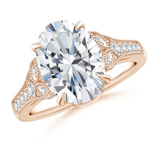 12x8mm FGVS Lab-Grown Aeon Vintage Inspired Oval Diamond Solitaire Engagement Ring with Milgrain in 10K Rose Gold
