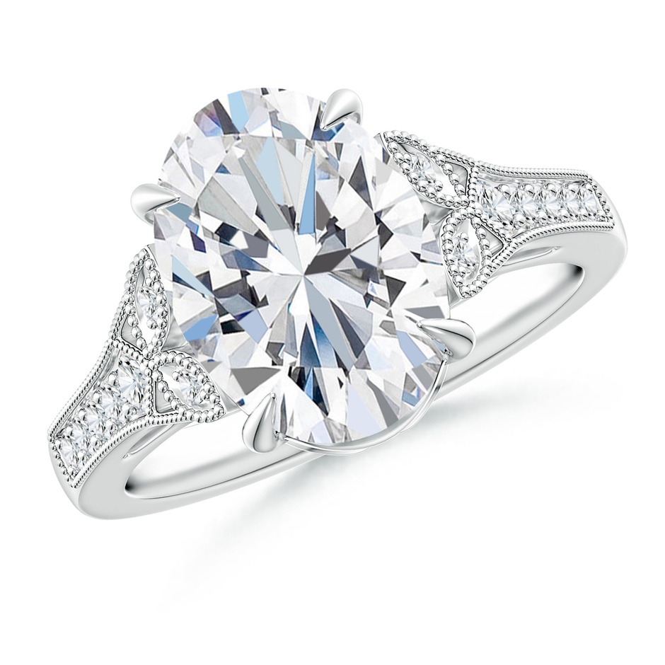 12x8mm FGVS Lab-Grown Aeon Vintage Inspired Oval Diamond Solitaire Engagement Ring with Milgrain in P950 Platinum 