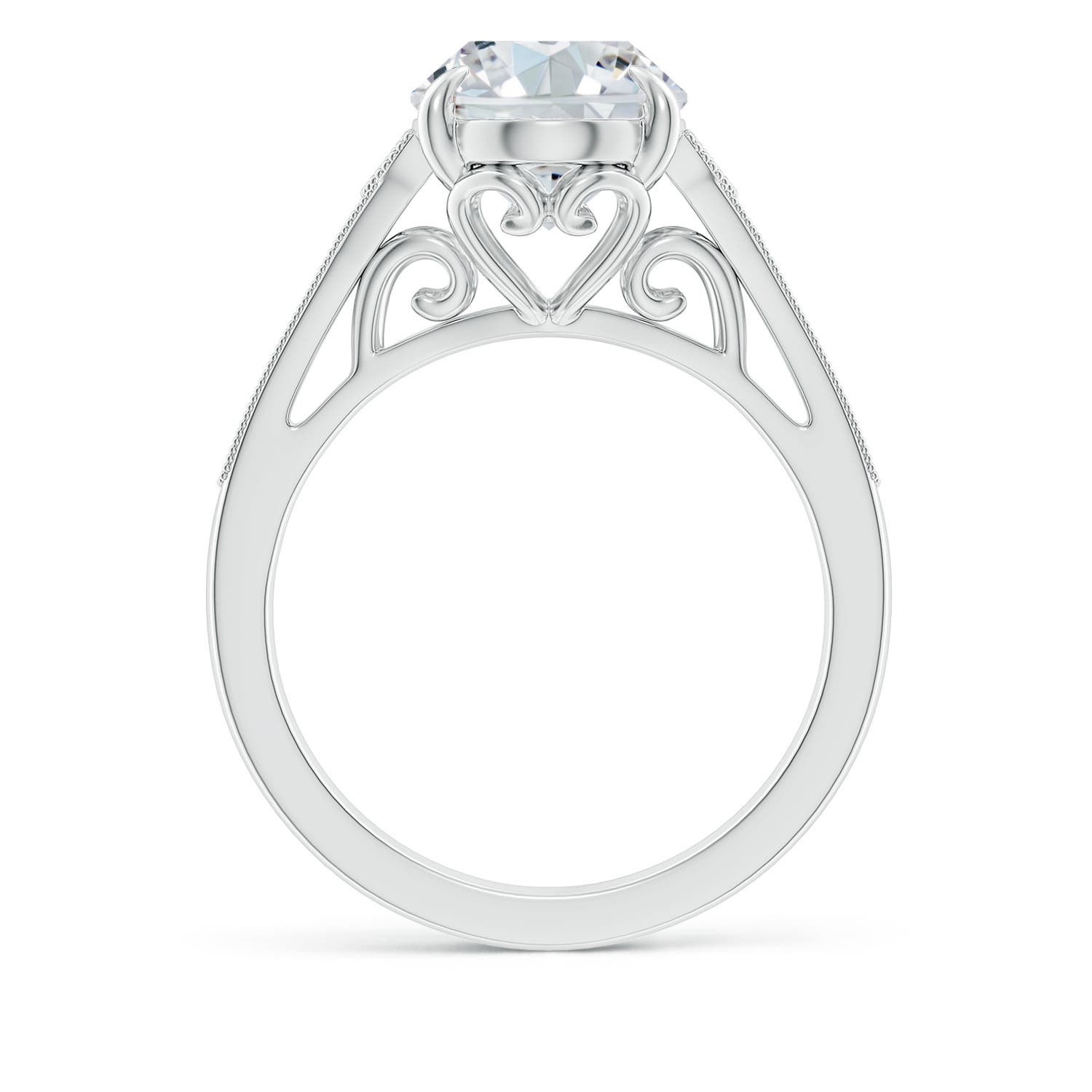 12x8mm FGVS Lab-Grown Aeon Vintage Inspired Oval Diamond Solitaire Engagement Ring with Milgrain in P950 Platinum