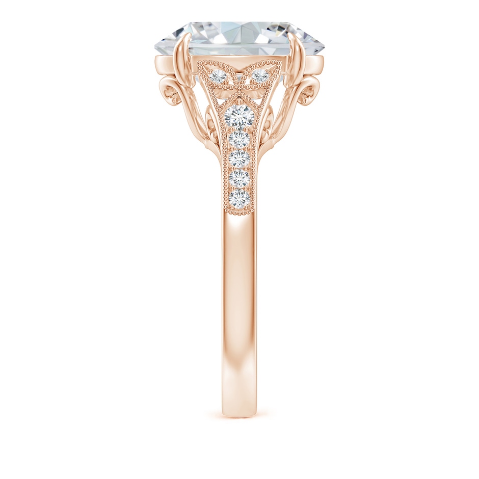 12x8mm FGVS Lab-Grown Aeon Vintage Inspired Oval Diamond Solitaire Engagement Ring with Milgrain in Rose Gold side 299