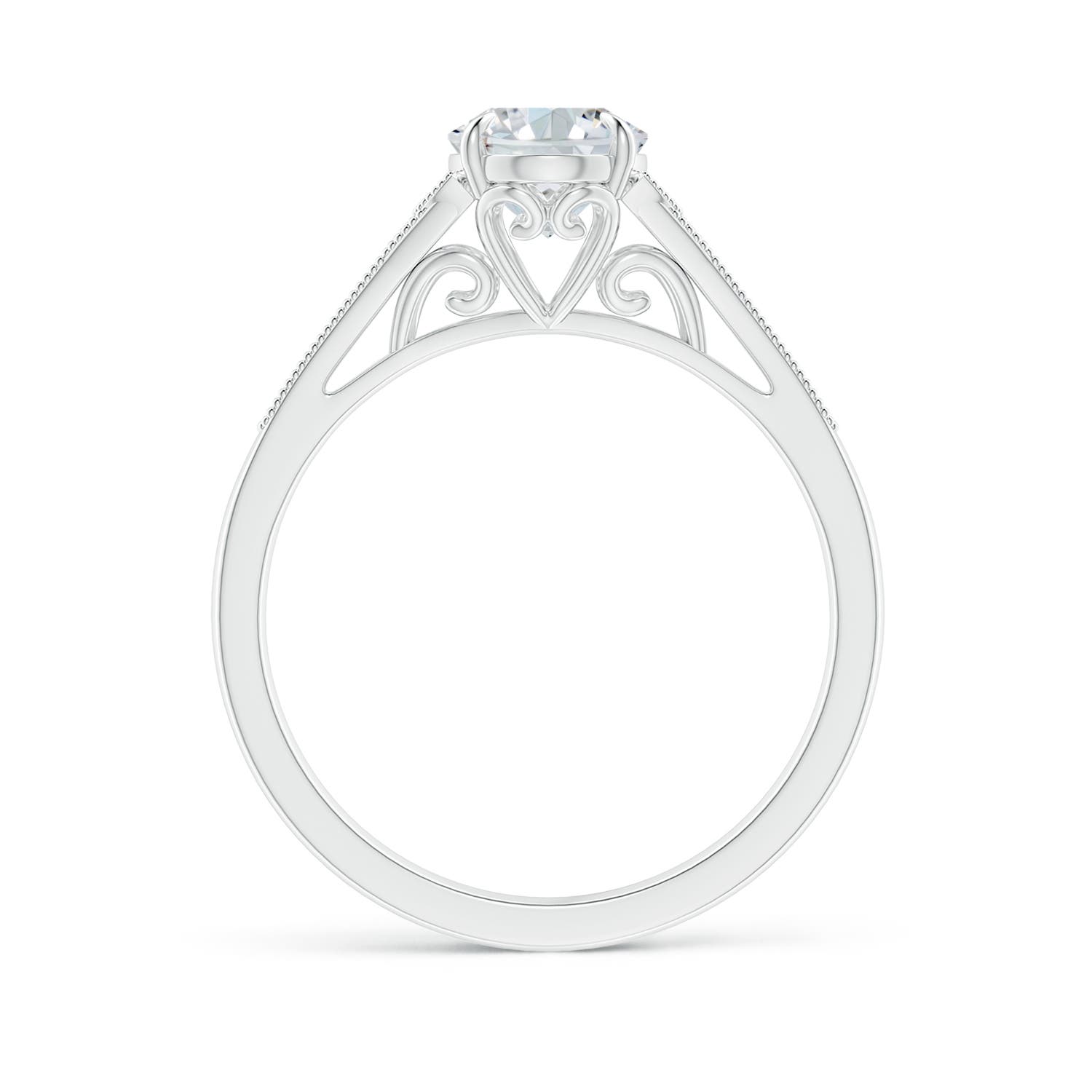 8x6mm FGVS Lab-Grown Aeon Vintage Inspired Oval Diamond Solitaire Engagement Ring with Milgrain in White Gold