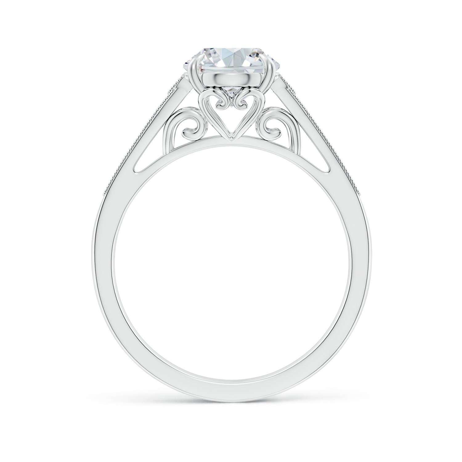 9x7mm FGVS Lab-Grown Aeon Vintage Inspired Oval Diamond Solitaire Engagement Ring with Milgrain in P950 Platinum