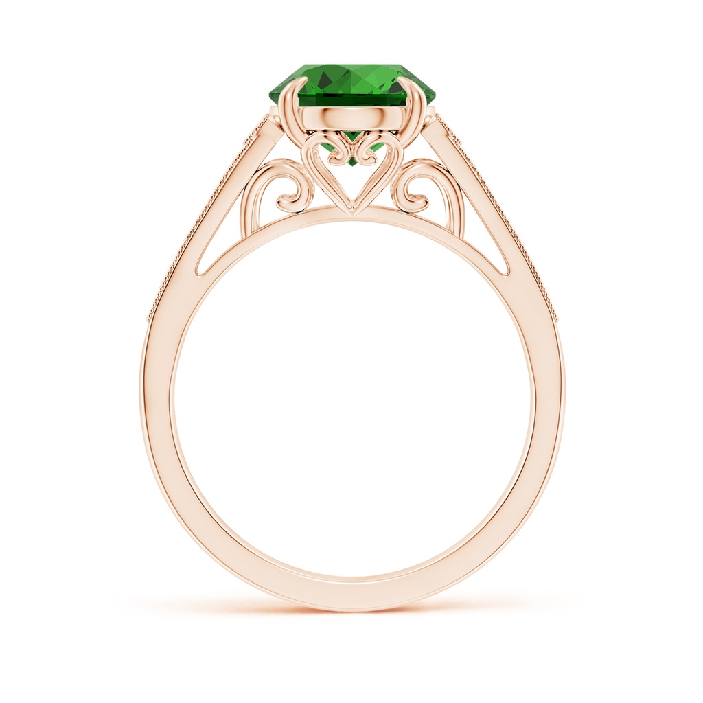 10x8mm Labgrown Lab-Grown Aeon Vintage Inspired Oval Emerald Solitaire Engagement Ring with Milgrain in Rose Gold - side 199