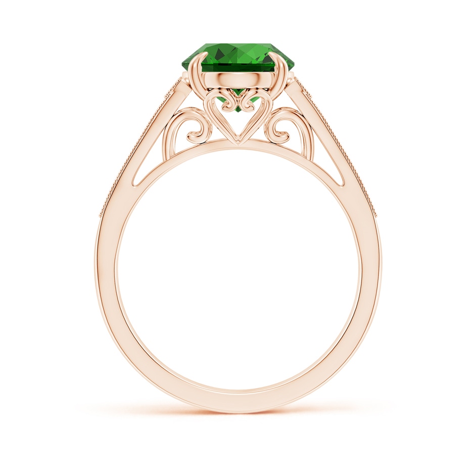 10x8mm Labgrown Lab-Grown Aeon Vintage Inspired Oval Emerald Solitaire Engagement Ring with Milgrain in Rose Gold side 199