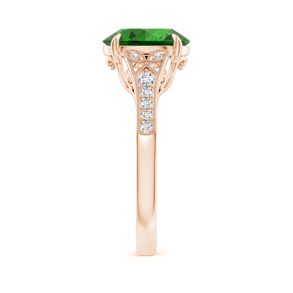 10x8mm Labgrown Lab-Grown Aeon Vintage Inspired Oval Emerald Solitaire Engagement Ring with Milgrain in Rose Gold side 299