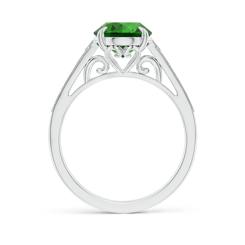 10x8mm Labgrown Lab-Grown Aeon Vintage Inspired Oval Emerald Solitaire Engagement Ring with Milgrain in White Gold - side 199