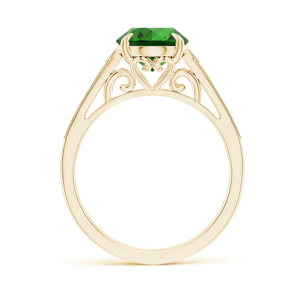 10x8mm Labgrown Lab-Grown Aeon Vintage Inspired Oval Emerald Solitaire Engagement Ring with Milgrain in Yellow Gold Side 199
