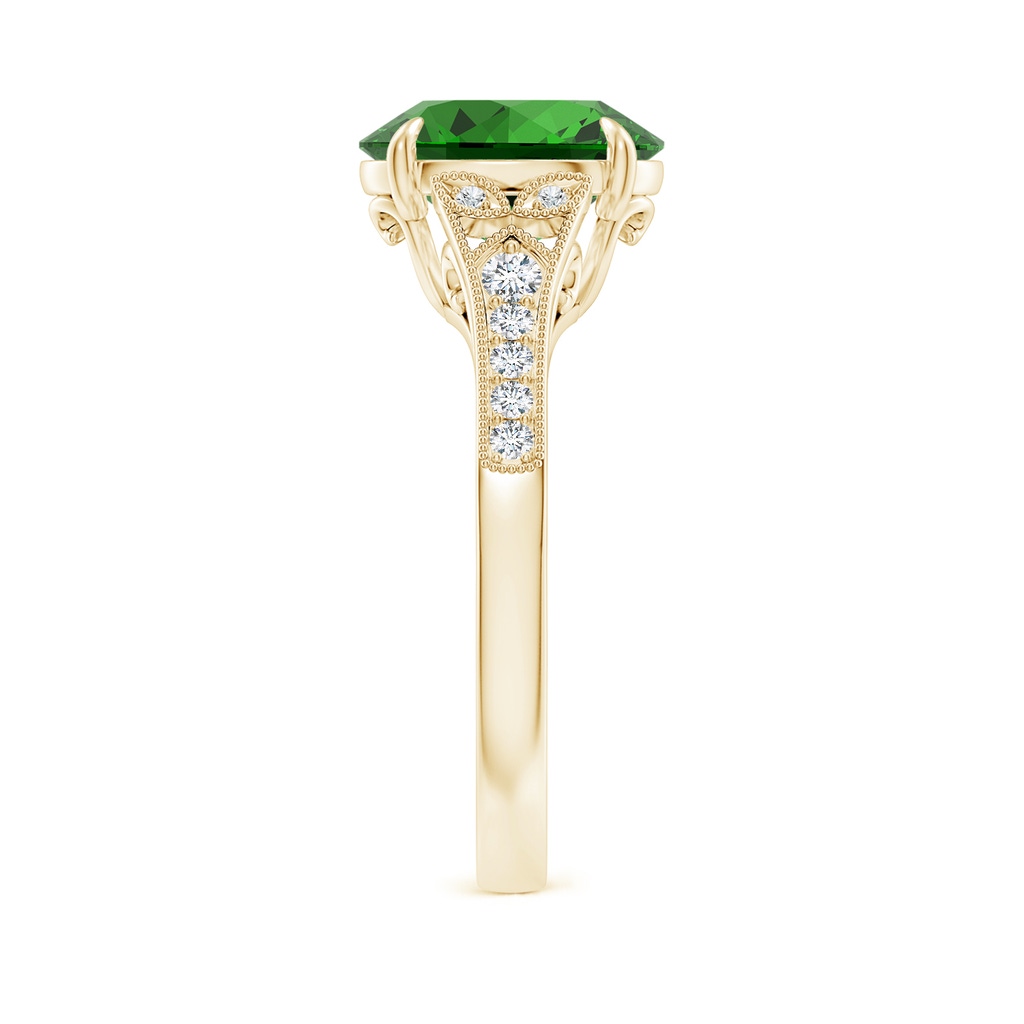 10x8mm Labgrown Lab-Grown Aeon Vintage Inspired Oval Emerald Solitaire Engagement Ring with Milgrain in Yellow Gold Side 299