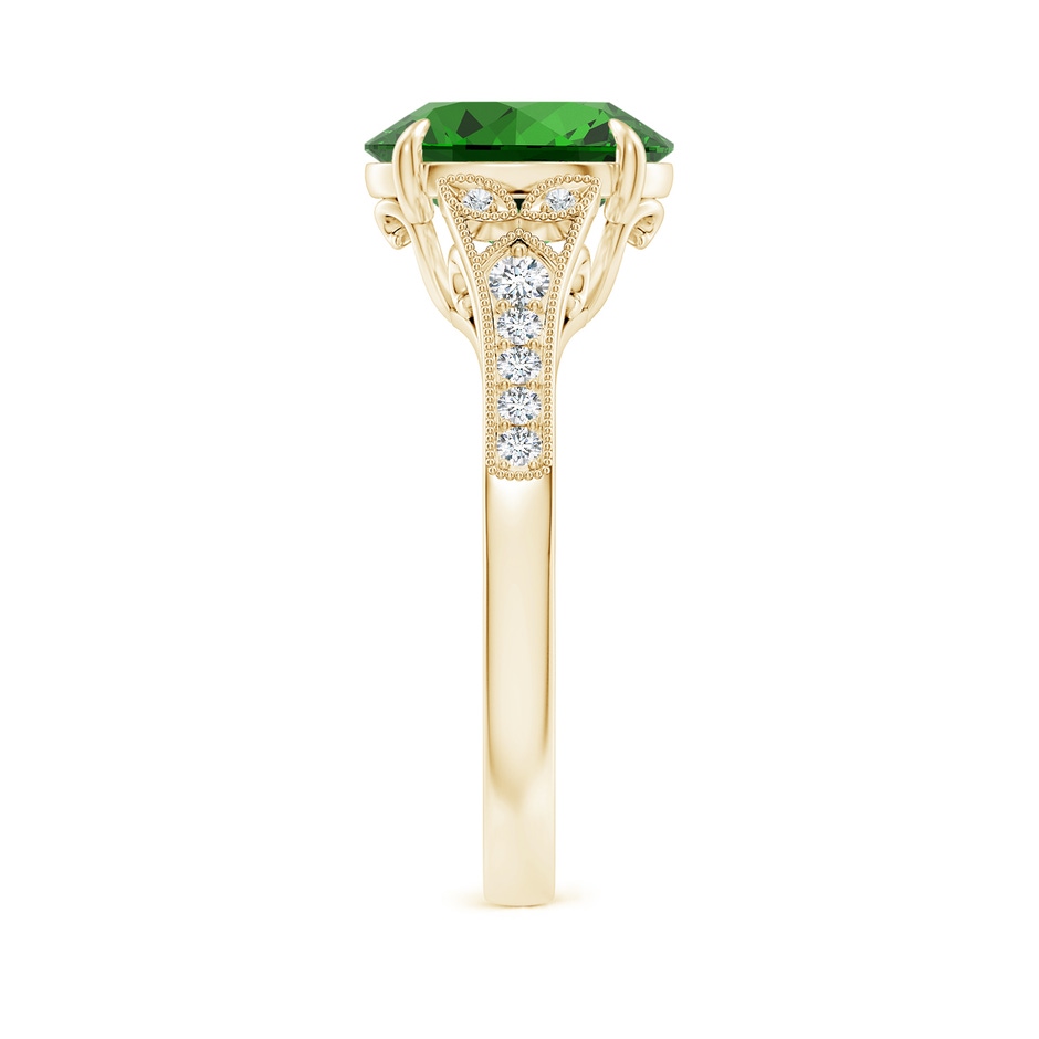 10x8mm Labgrown Lab-Grown Aeon Vintage Inspired Oval Emerald Solitaire Engagement Ring with Milgrain in Yellow Gold side 299