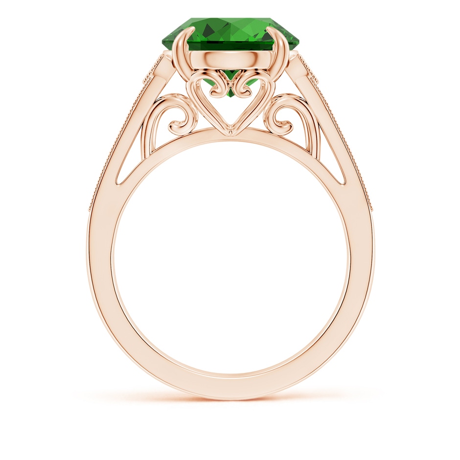 12x10mm Labgrown Lab-Grown Aeon Vintage Inspired Oval Emerald Solitaire Engagement Ring with Milgrain in 18K Rose Gold side 199