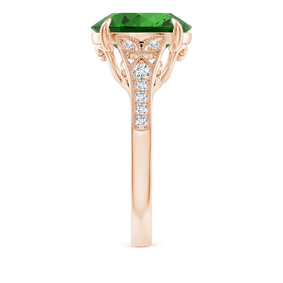 12x10mm Labgrown Lab-Grown Aeon Vintage Inspired Oval Emerald Solitaire Engagement Ring with Milgrain in 18K Rose Gold side 299