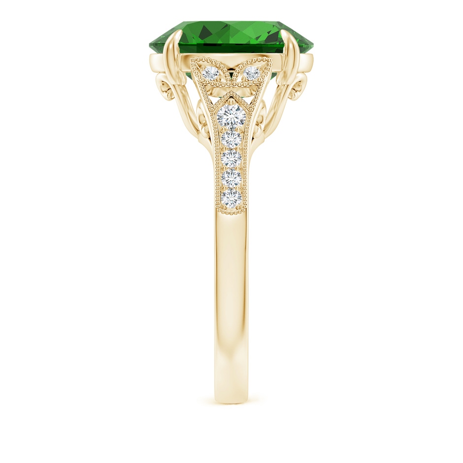 12x10mm Labgrown Lab-Grown Aeon Vintage Inspired Oval Emerald Solitaire Engagement Ring with Milgrain in Yellow Gold side 299