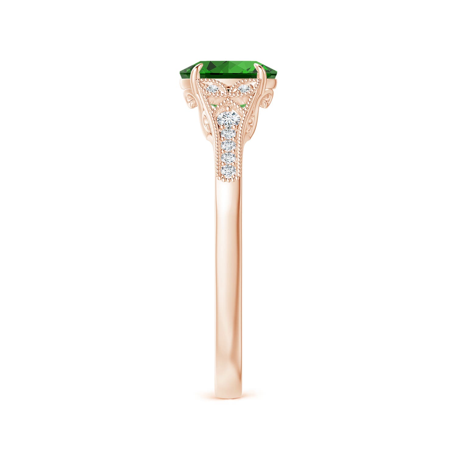 Premium - Lab-Grown Emerald / 0.77 CT / 18 KT Rose Gold