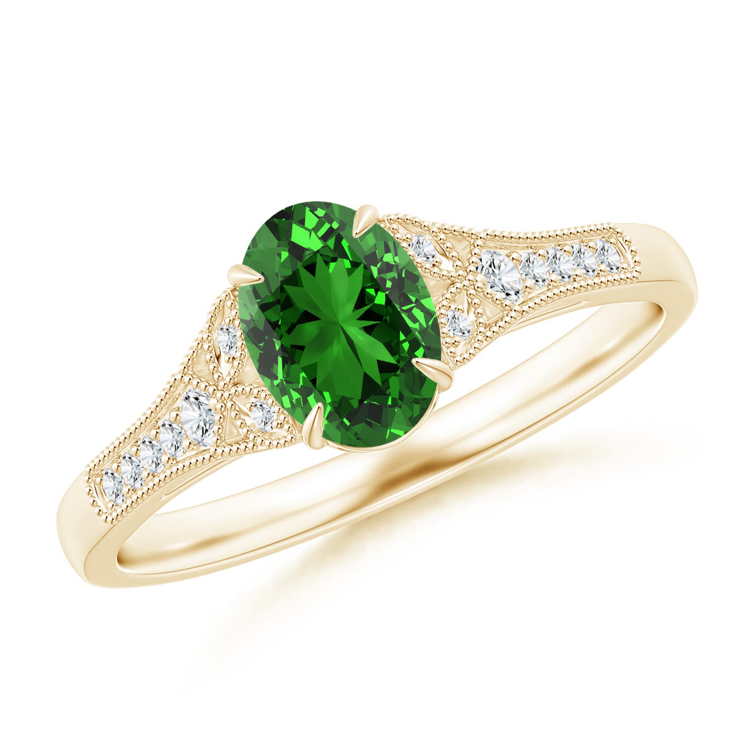 Premium - Lab-Grown Emerald / 0.77 CT / 18 KT Yellow Gold