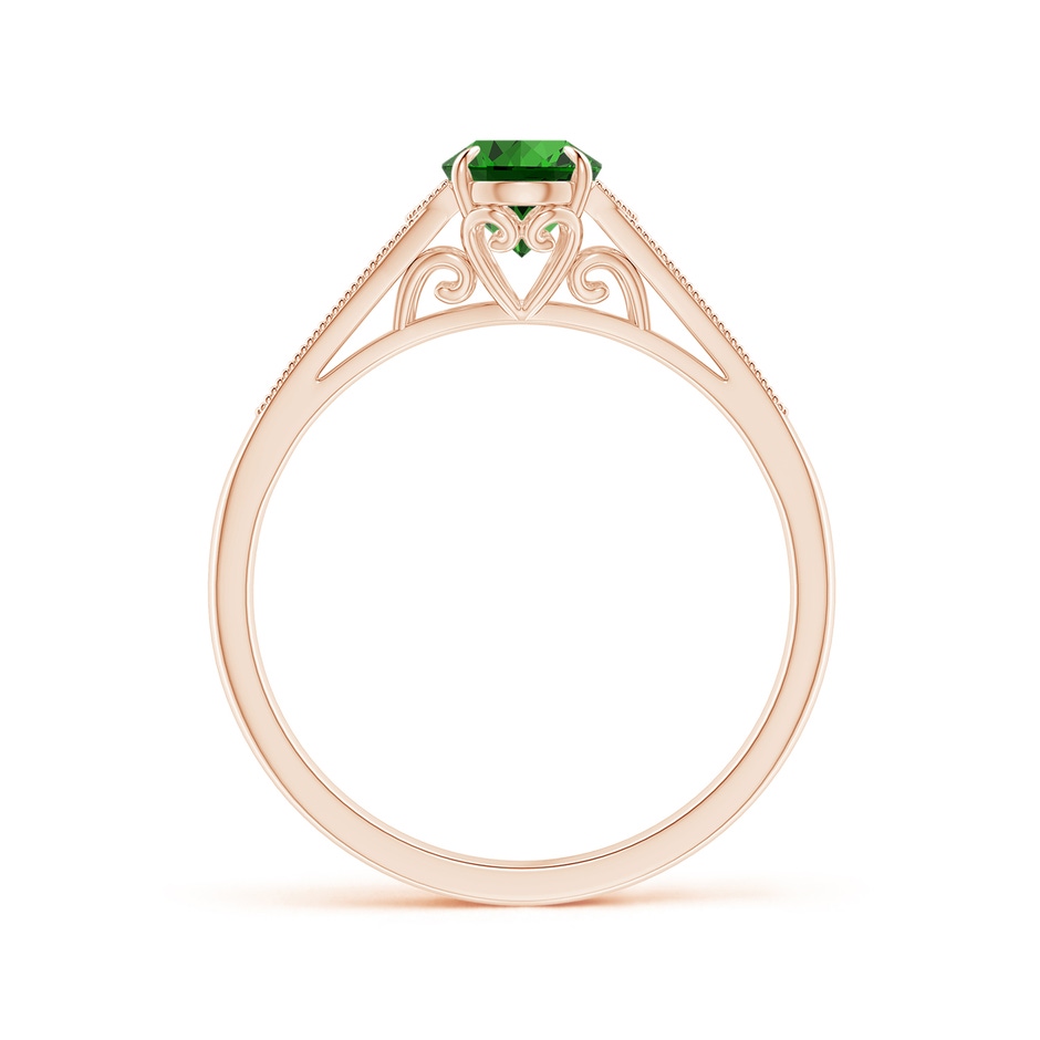 7x5mm Labgrown Lab-Grown Aeon Vintage Inspired Oval Emerald Solitaire Engagement Ring with Milgrain in Rose Gold side 199